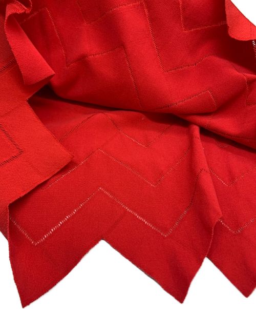 PLEATS PLEASE（プリーツプリーズ）PLEATS PLEASE (プリーツプリーズ) ジグザグ織りノースリーブトップス レッド サイズ:3の古着・服飾アイテム