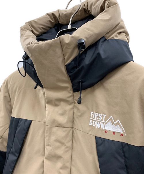 FIRST DOWN（ファーストダウン）FIRST DOWN (ファーストダウン) パネルショートダウンジャケット ブラウン×ブラック サイズ:Mの古着・服飾アイテム