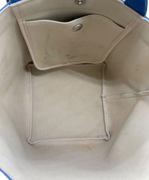 Herve Chapelier（エルベシャプリエ）Herve Chapelier (エルベシャプリエ) コーテッドキャンバススクエアトート ベージュ×ブルーの古着・服飾アイテム