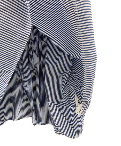 universal tissu（ユニバーサルティシュ）UNIVERSAL TISSU (ユニバーサルティシュ) バンドカラー ブラウス ネイビー×ホワイト サイズ:FREEの古着・服飾アイテム