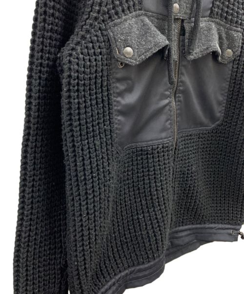 DIESEL（ディーゼル）DIESEL (ディーゼル) フーデッドニットジャケット ブラック サイズ:Sの古着・服飾アイテム