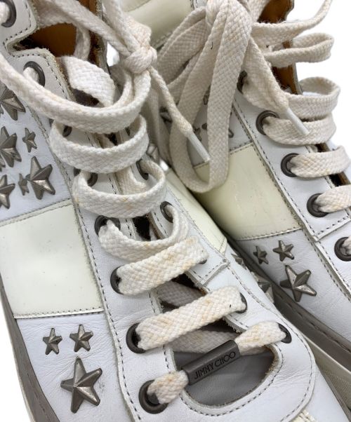 JIMMY CHOO（ジミーチュウ）JIMMY CHOO (ジミーチュウ) JIMMY CHOO（ジミーチュウ）　ハイカットスニーカー ホワイト サイズ:26cmの古着・服飾アイテム