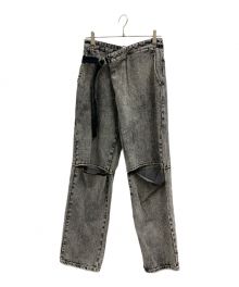 mici（ミチ）の古着「mici　ラップデニムパンツ」｜グレー