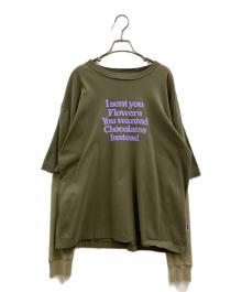 myne（マイン）の古着「MYNE　ドッキングプリントTシャツ」｜グリーン