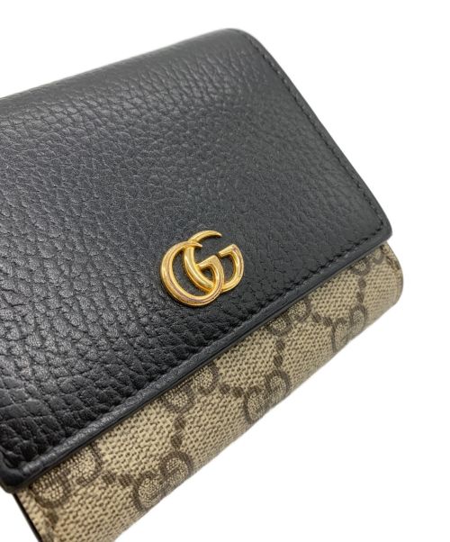 GUCCI（グッチ）GUCCI (グッチ) 2つ折り財布 ブラック×ブラウンの古着・服飾アイテム