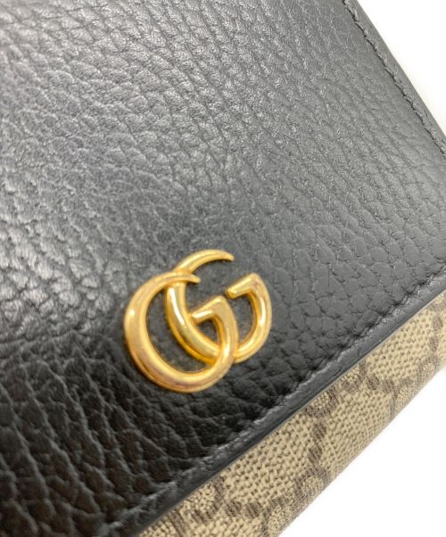 GUCCI（グッチ）GUCCI (グッチ) 2つ折り財布 ブラック×ブラウンの古着・服飾アイテム