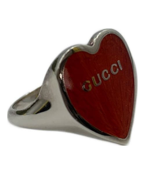 GUCCI（グッチ）GUCCI (グッチ) エナメルハートリング レッド×シルバー サイズ:12号の古着・服飾アイテム