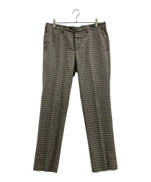 PT01（ピーティーゼロウーノ）PT01 (ピーティーゼロ) スラックス グレー×イエロー サイズ:50の古着・服飾アイテム