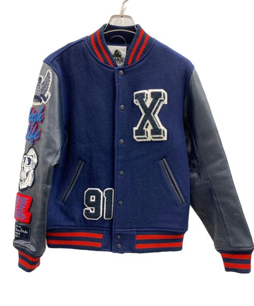 X-LARGE（エクストララージ）X-LARGE (エクストララージ) X-LARGE（エクストララージ）スタジャン ブルー×レッド サイズ:Mの古着・服飾アイテム