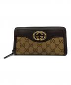 GUCCIグッチ）の古着「GUCCI　長財布」｜ダークブラウン×ベージュ