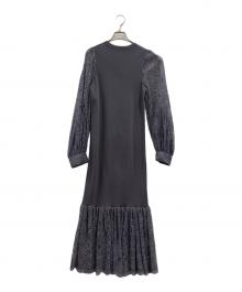 anuans（アニュアンス）の古着「anuans　スカラップレースドッキングニットワンピース」｜グレー