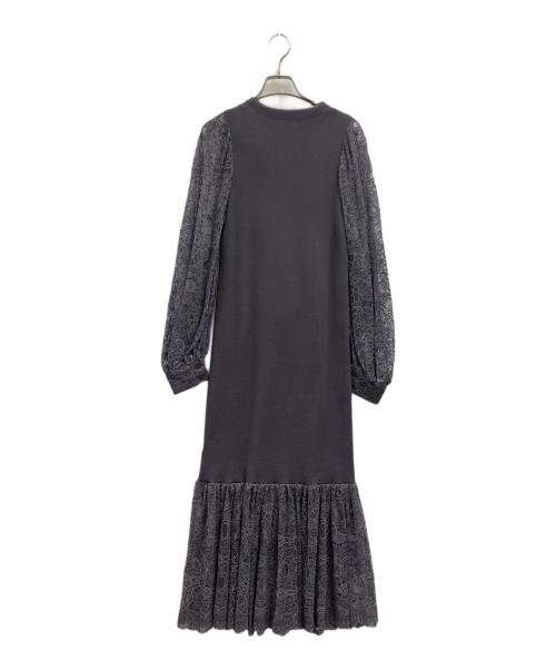 anuans（アニュアンス）anuans (アニュアンス) anuans　スカラップレースドッキングニットワンピース グレー サイズ:FREEの古着・服飾アイテム