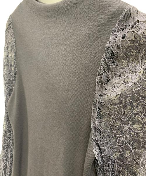 anuans（アニュアンス）anuans (アニュアンス) anuans　スカラップレースドッキングニットワンピース グレー サイズ:FREEの古着・服飾アイテム