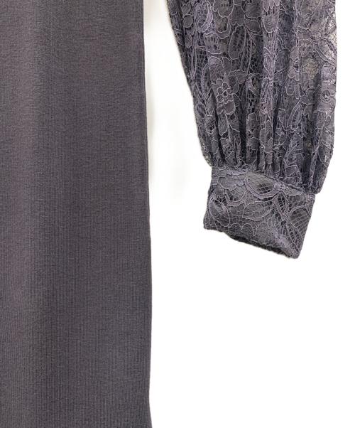 anuans（アニュアンス）anuans (アニュアンス) anuans　スカラップレースドッキングニットワンピース グレー サイズ:FREEの古着・服飾アイテム