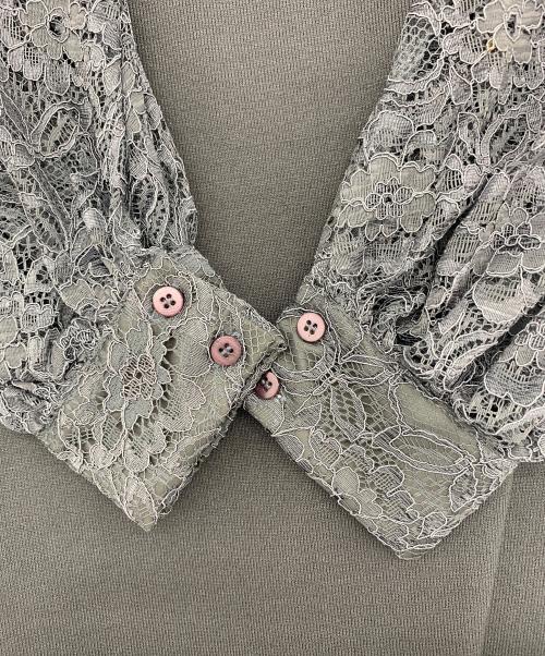 anuans（アニュアンス）anuans (アニュアンス) anuans　スカラップレースドッキングニットワンピース グレー サイズ:FREEの古着・服飾アイテム