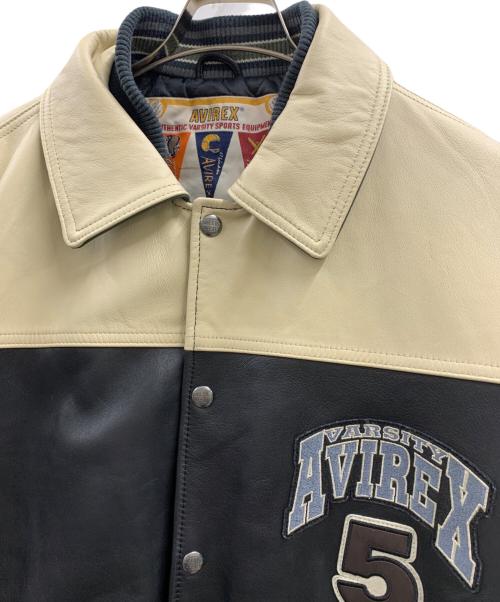 AVIREX（アヴィレックス）AVIREX (アヴィレックス) AVIREX STADIUM JACKET WILD BEARS ベージュ×ブラック サイズ:XLの古着・服飾アイテム
