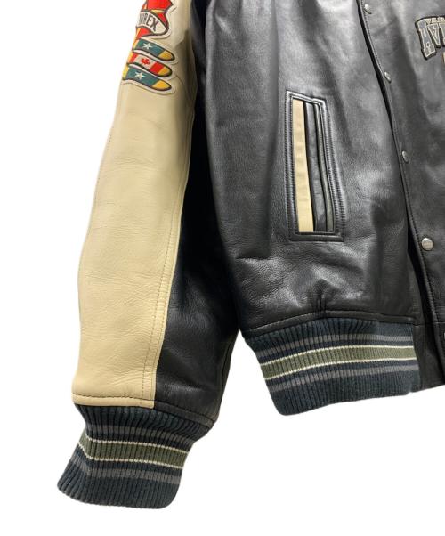 AVIREX（アヴィレックス）AVIREX (アヴィレックス) AVIREX STADIUM JACKET WILD BEARS ベージュ×ブラック サイズ:XLの古着・服飾アイテム