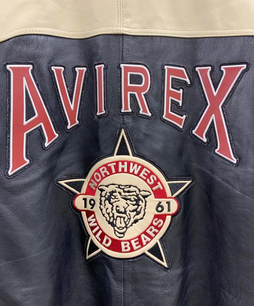 AVIREX（アヴィレックス）AVIREX (アヴィレックス) AVIREX STADIUM JACKET WILD BEARS ベージュ×ブラック サイズ:XLの古着・服飾アイテム