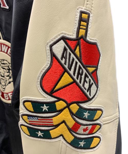 AVIREX（アヴィレックス）AVIREX (アヴィレックス) AVIREX STADIUM JACKET WILD BEARS ベージュ×ブラック サイズ:XLの古着・服飾アイテム