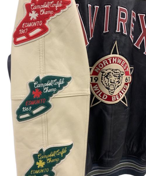 AVIREX（アヴィレックス）AVIREX (アヴィレックス) AVIREX STADIUM JACKET WILD BEARS ベージュ×ブラック サイズ:XLの古着・服飾アイテム