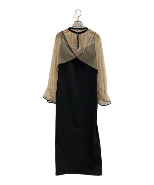 Ameri（アメリ）AMERI (アメリ) AMERI　セットアップワンピース ベージュ×ブラック サイズ:Mの古着・服飾アイテム