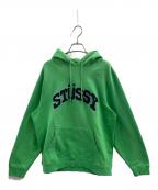 stussyステューシー）の古着「stussy　ロゴプルオーバーパーカー」｜グリーン
