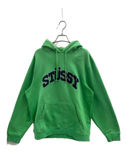 stussy（ステューシー）stussy (ステューシー) stussy　ロゴプルオーバーパーカー グリーン サイズ:Mの古着・服飾アイテム
