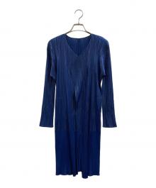 PLEATS PLEASE（プリーツプリーズ）の古着「PLEATS PLEASE　プリーツカーディガン」｜ブルー