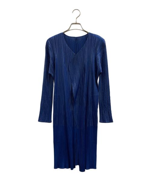 PLEATS PLEASE（プリーツプリーズ）PLEATS PLEASE (プリーツプリーズ) PLEATS PLEASE　プリーツカーディガン ブルー サイズ:2の古着・服飾アイテム