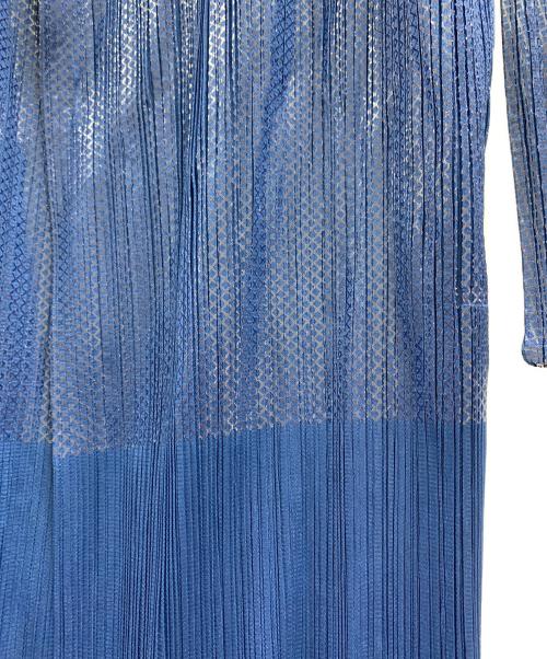 PLEATS PLEASE（プリーツプリーズ）PLEATS PLEASE (プリーツプリーズ) PLEATS PLEASE　プリーツカーディガン ブルー サイズ:2の古着・服飾アイテム