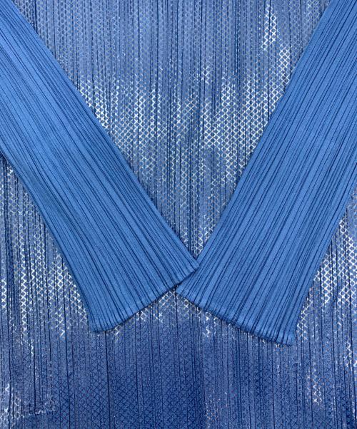 PLEATS PLEASE（プリーツプリーズ）PLEATS PLEASE (プリーツプリーズ) PLEATS PLEASE　プリーツカーディガン ブルー サイズ:2の古着・服飾アイテム