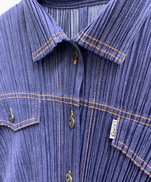 PLEATS PLEASE（プリーツプリーズ）PLEATS PLEASE (プリーツプリーズ) PLEATS PLEASE　シャツワンピース インディゴ サイズ:2の古着・服飾アイテム