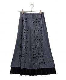 PLEATS PLEASE（プリーツプリーズ）の古着「PLEATS PLEASE　プリーツ加工スカート」｜グレー×ブラック