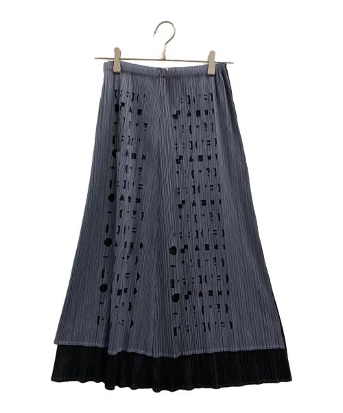 PLEATS PLEASE（プリーツプリーズ）PLEATS PLEASE (プリーツプリーズ) PLEATS PLEASE　プリーツ加工スカート グレー×ブラック サイズ:34の古着・服飾アイテム