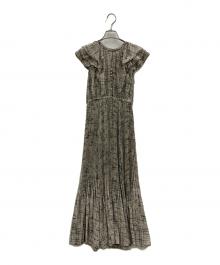 COCODEAL（ココディール）の古着「COCODEAL　幾何プリントフリルプリーツワンピース」｜ベージュ