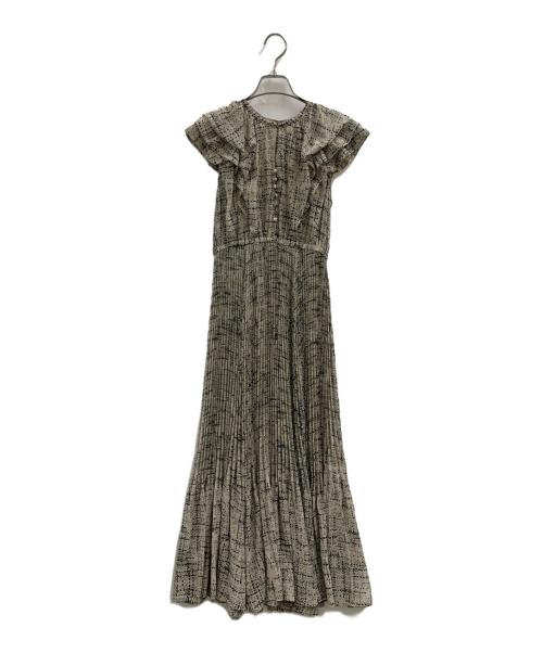 COCODEAL（ココディール）COCODEAL (ココディール) COCODEAL　幾何プリントフリルプリーツワンピース ベージュ サイズ:1の古着・服飾アイテム