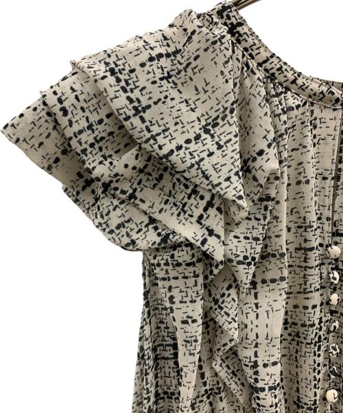 COCODEAL（ココディール）COCODEAL (ココディール) COCODEAL　幾何プリントフリルプリーツワンピース ベージュ サイズ:1の古着・服飾アイテム