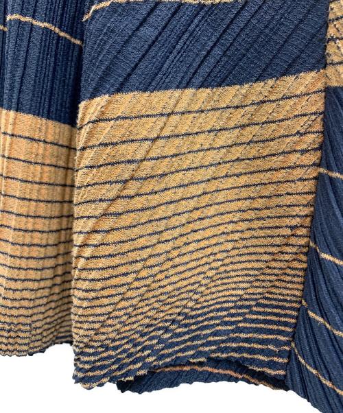 PLEATS PLEASE（プリーツプリーズ）PLEATS PLEASE (プリーツプリーズ) PLEATS PLEASE　プリーツワンピース ネイビー×ブラウン サイズ:3の古着・服飾アイテム