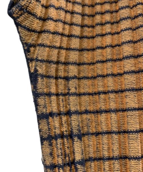 PLEATS PLEASE（プリーツプリーズ）PLEATS PLEASE (プリーツプリーズ) PLEATS PLEASE　プリーツワンピース ネイビー×ブラウン サイズ:3の古着・服飾アイテム