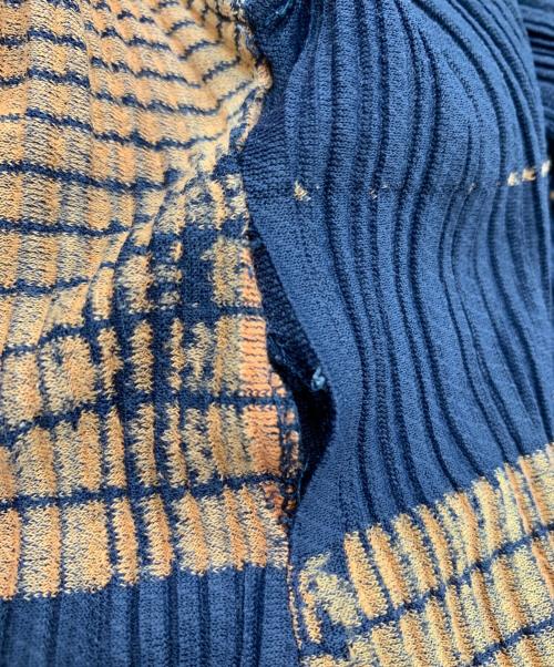 PLEATS PLEASE（プリーツプリーズ）PLEATS PLEASE (プリーツプリーズ) PLEATS PLEASE　プリーツワンピース ネイビー×ブラウン サイズ:3の古着・服飾アイテム