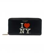 Kate Spade×I love NYケイトスペード×アイラブニューヨーク）の古着「Kate Spade　I LOVE NY　ラウンドファスナー財布」｜ブラック
