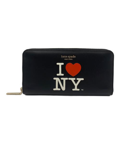 Kate Spade（ケイトスペード）Kate Spade (ケイトスペード) I LOVE NY (アイラブニューヨーク) Kate Spade　I LOVE NY　ラウンドファスナー財布 ブラックの古着・服飾アイテム