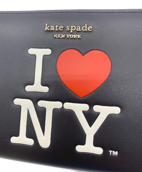 Kate Spade（ケイトスペード）Kate Spade (ケイトスペード) I LOVE NY (アイラブニューヨーク) Kate Spade　I LOVE NY　ラウンドファスナー財布 ブラックの古着・服飾アイテム