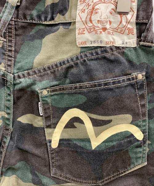 EVISU（エヴィス）EVISU (エビス) EVISU　デニムハーフパンツ オリーブ×ブラウン サイズ:W34の古着・服飾アイテム