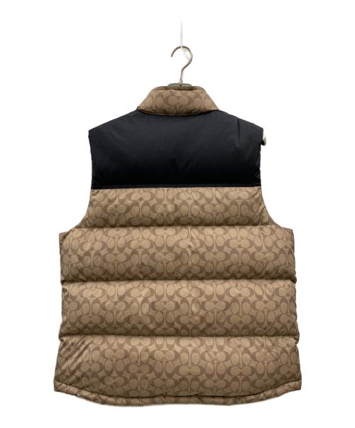 COACH（コーチ）COACH (コーチ) COACH ダウンベスト ベージュ×ブラック サイズ:XLの古着・服飾アイテム