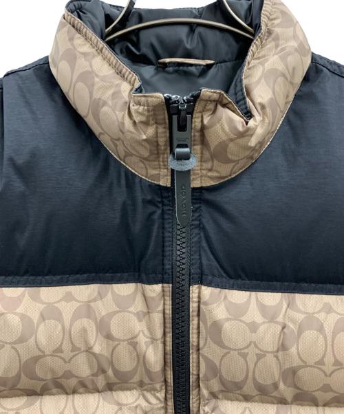 COACH（コーチ）COACH (コーチ) COACH ダウンベスト ベージュ×ブラック サイズ:XLの古着・服飾アイテム