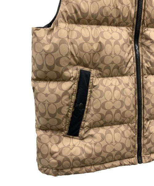 COACH（コーチ）COACH (コーチ) COACH ダウンベスト ベージュ×ブラック サイズ:XLの古着・服飾アイテム