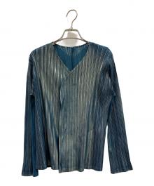 PLEATS PLEASE（プリーツプリーズ）の古着「PLEATS PLEASE　ノースリーブプリーツカットソー」｜ターコイズブルー