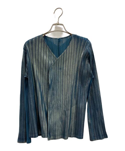 PLEATS PLEASE（プリーツプリーズ）PLEATS PLEASE (プリーツプリーズ) PLEATS PLEASE　ノースリーブプリーツカットソー ターコイズブルー サイズ:34の古着・服飾アイテム