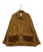 REMI RELIEFレミレリーフ）の古着「REMI RELIEF　フリンジコーデュロイジャケット」｜ブラウン